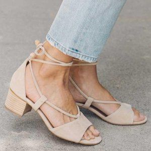 Soludos Fawn Midheel Strappy Suede Sandals 8